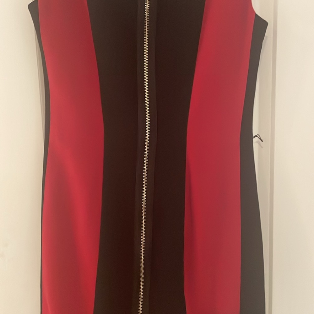 Cache Red And Black Sheath Color Block Dress Size… - image 8